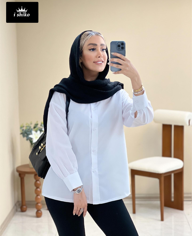 شومیز ترند پر طرفدار سفيد کد 17045 - Image 6