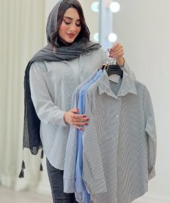 مانتو راه راه تک جیب پانیا کد 6703