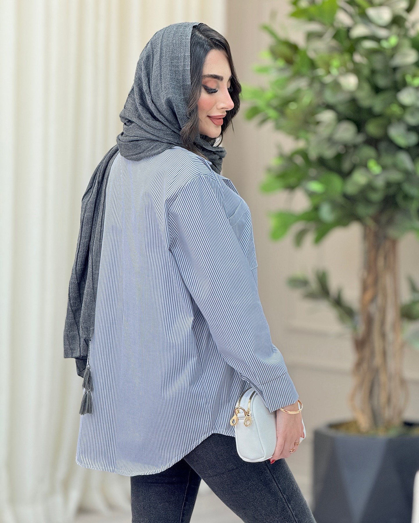 مانتو راه راه تک جیب پانیا کد 6703 - Image 9