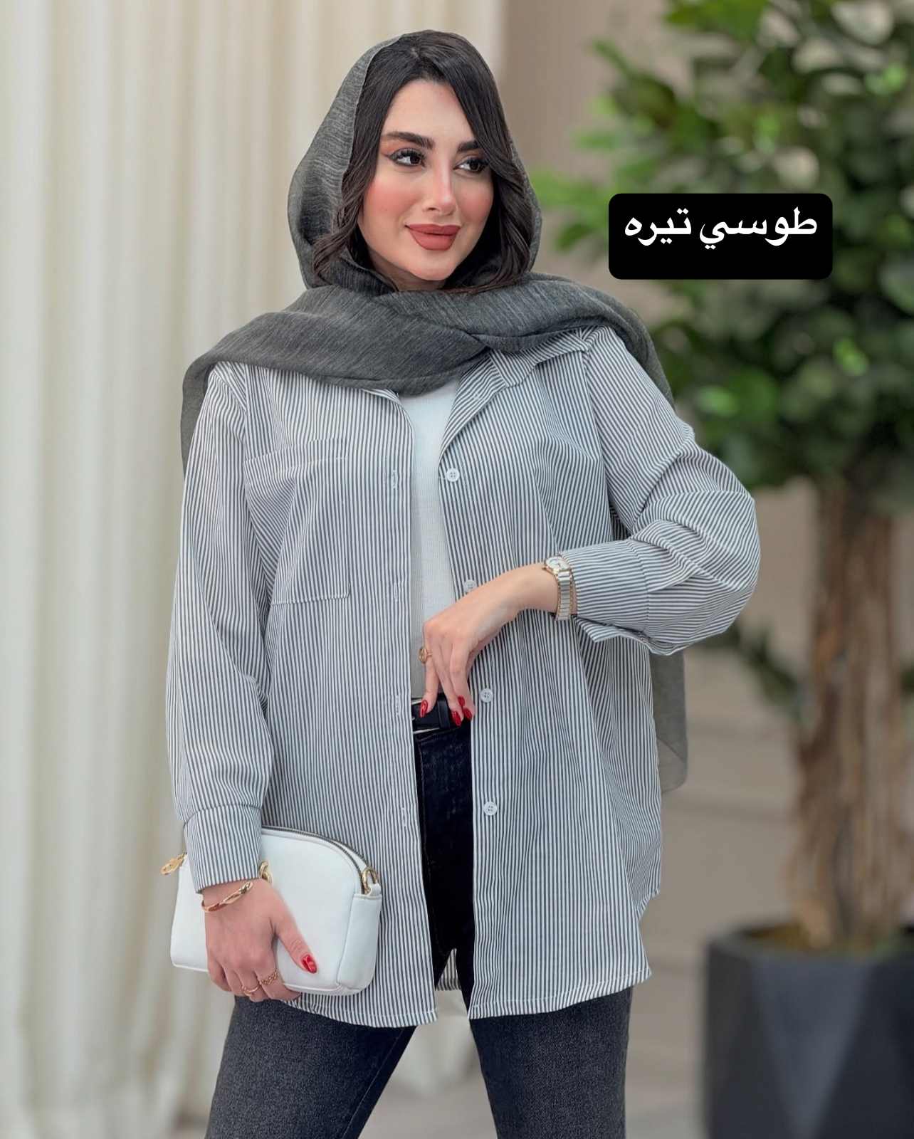 مانتو راه راه تک جیب پانیا کد 6703 - Image 5