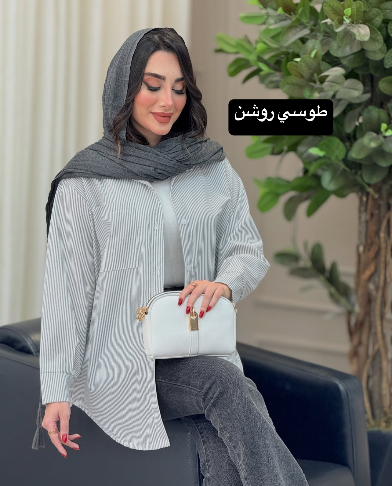 مانتو راه راه تک جیب پانیا کد 6703 - Image 3