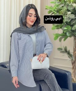 Alternative view of مانتو راه راه تک جیب پانیا کد 6703