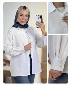 شوميز يقه مردانه سفيد كد 20672