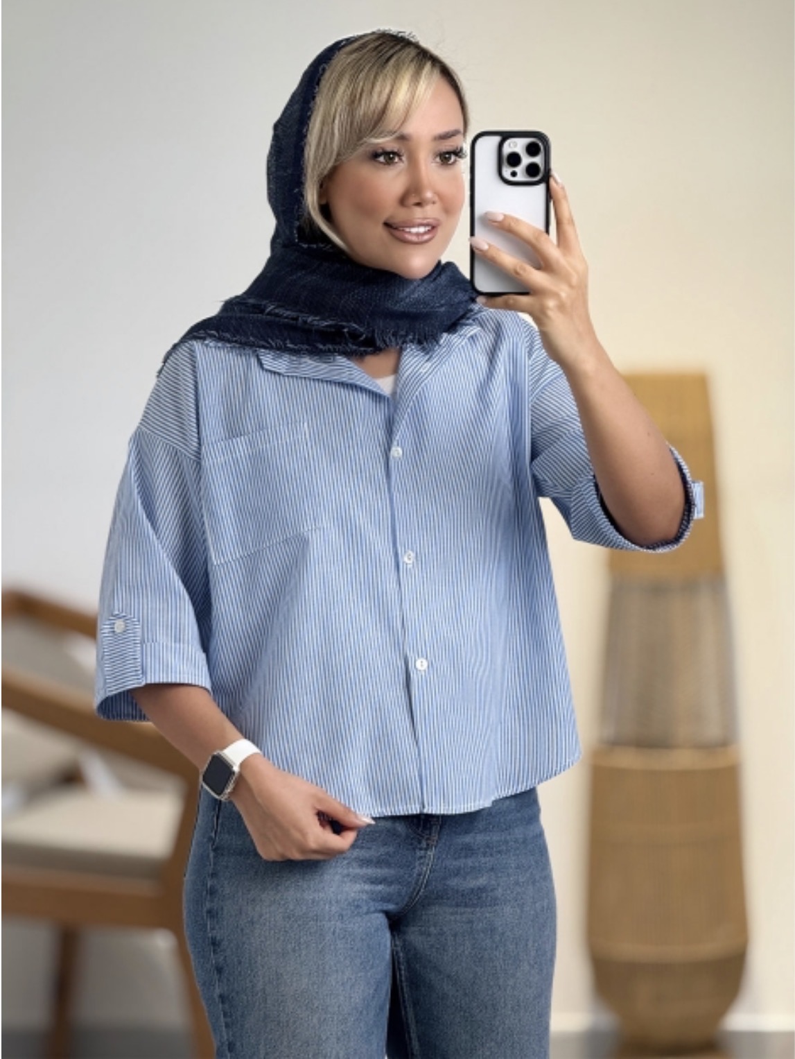 شوميز راه راه باكسي ساحل كد 1566
